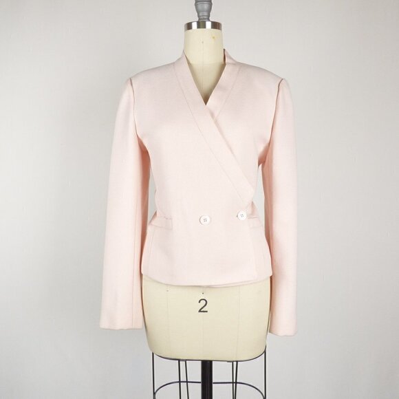 Vintage Happy Legs Double Breasted Blazer Jacket Pink M/L Retro Work Preppy - Picture 1 of 10